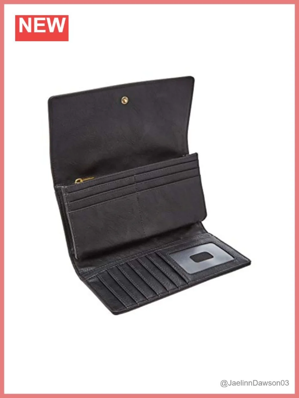 Women's Leather Flap Clutch Wallet with RFID Blocking, 12 Card Slots, Snap